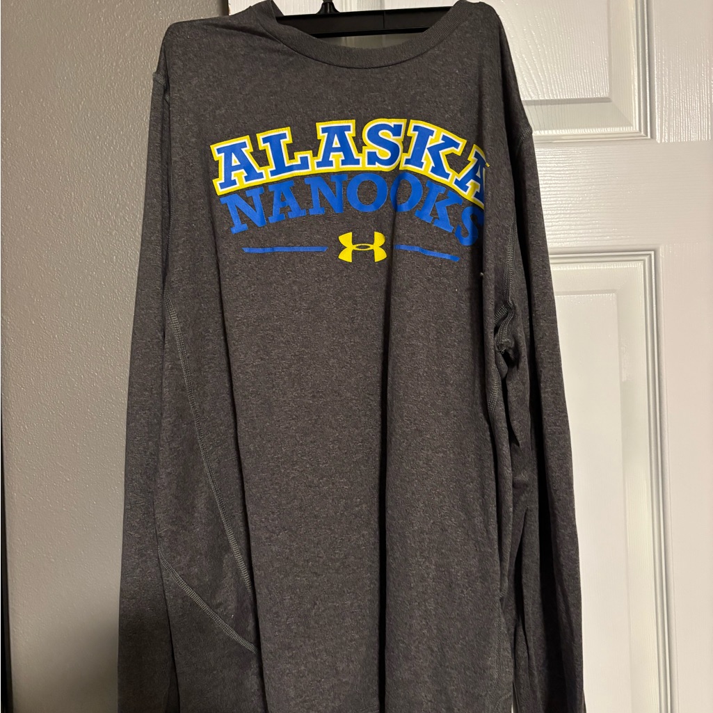 Under Armour Gray Long Sleeve With Alaska Nanooks Print